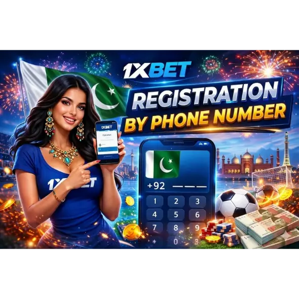 1xBet registration by phone number with Pakistan flag